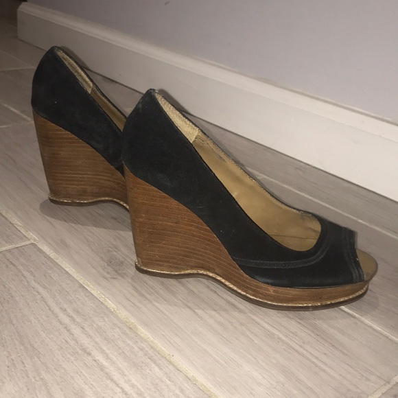 Steve Madden Black Suede Wedges - Picture 1 of 8